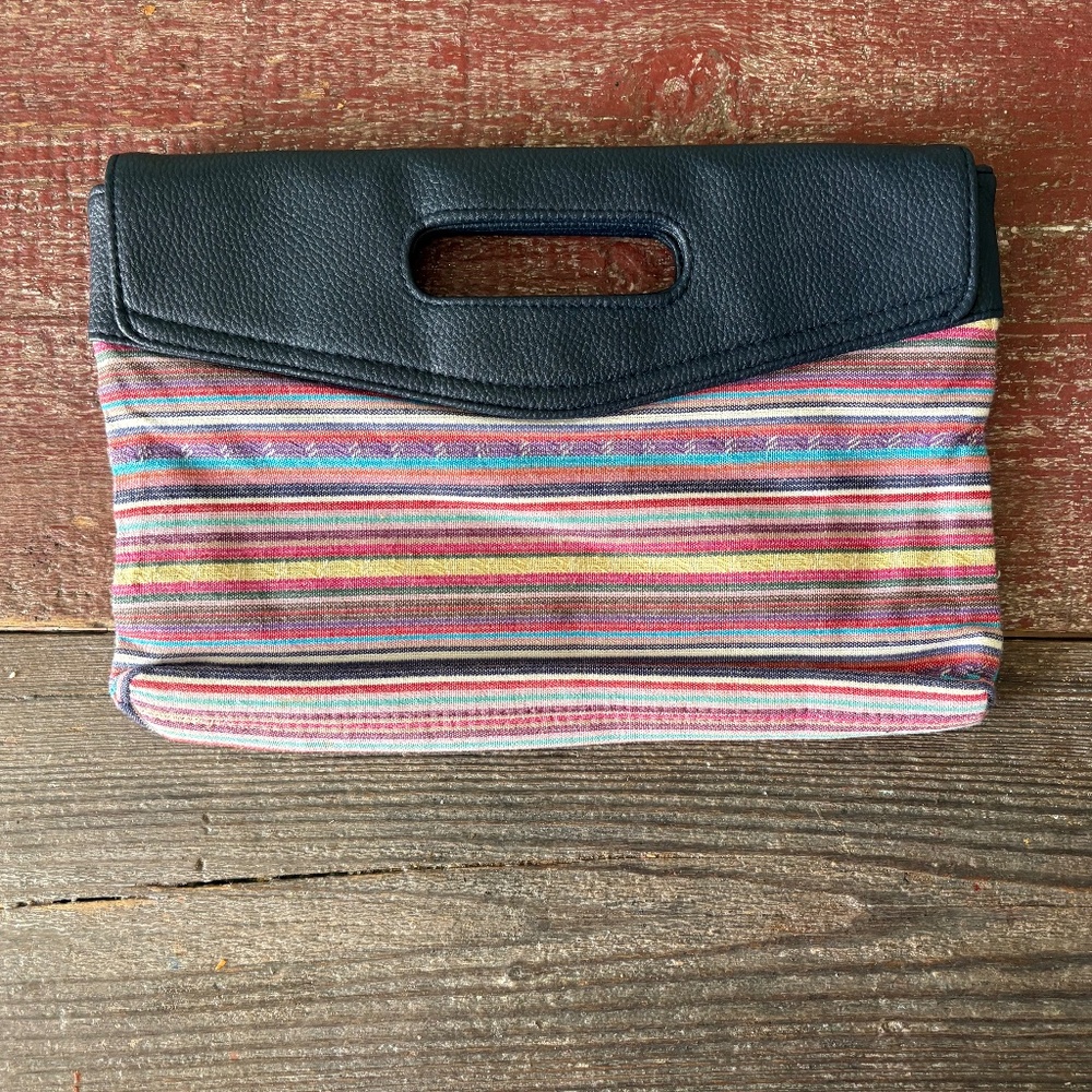 CATO Vintage Purse Colorful Stripes and Navy